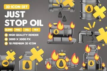 Stoppen Sie einfach das Öl 3D Icon Pack