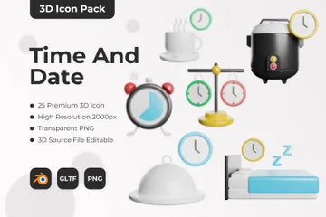 Hora e data Pacote de Icon 3D