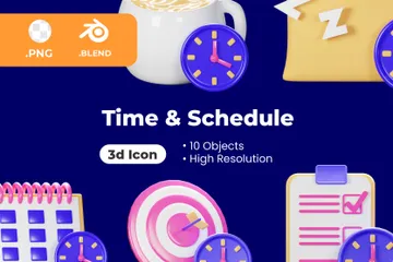 Horário e cronograma Pacote de Icon 3D