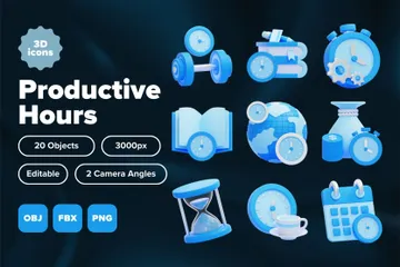 Horas produtivas Pacote de Icon 3D