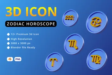 Horóscopo do Zodíaco Pacote de Illustration 3D