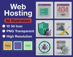 Hospedagem na Web Pacote de Icon 3D