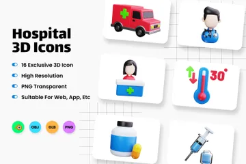 Hospital 3D Icon Pack