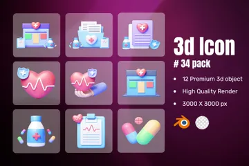 Hospital y medicina Paquete de Icon 3D