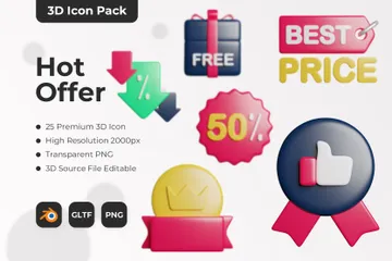 Hot Offer 3D Icon Pack