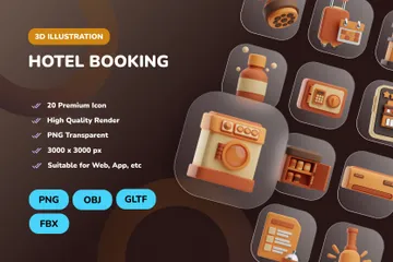 Hotelbuchung 3D Icon Pack