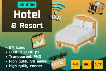 Resort Hotel Paquete de Icon 3D