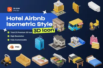 Hotel With Airbnb 3D Icon Pack