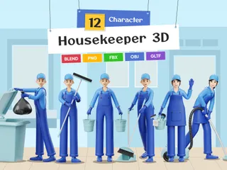 Housekeeper 3D Illustration Pack