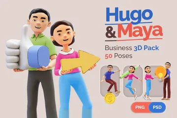 Hugo e Maya Negócios Pacote de Illustration 3D