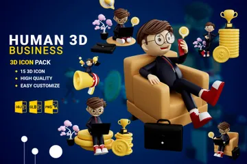 Humano de negócios Pacote de Illustration 3D