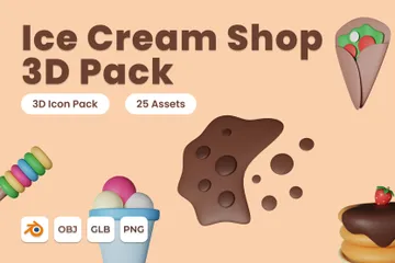 Ice Cream Shop 3D Icon Pack