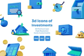 Ícones 3D de investimento Pacote de Icon 3D