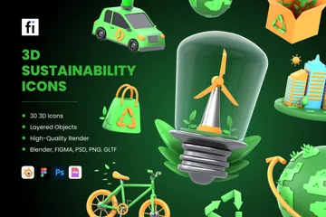 Ícones de Sustentabilidade Pacote de Icon 3D