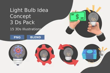 Concept d'idée d'ampoule Pack 3D Icon
