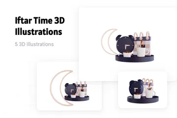 Hora do Iftar Pacote de Illustration 3D