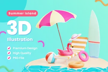 Île d'été 3D Illustration Pack