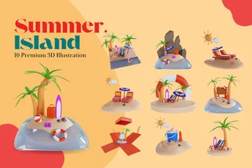 Ilha de verão Pacote de Illustration 3D