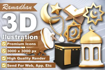 ILUSTRAÇÃO DO RAMADÃ Pacote de Icon 3D