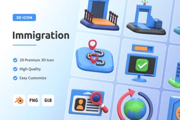 Imigração Pacote de Icon 3D