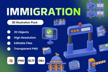 Immigration 3D Icon Pack