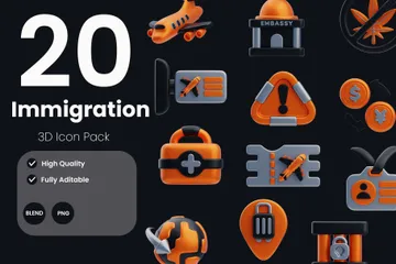 Immigration 3D Icon Pack