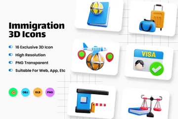 Immigration 3D Icon Pack