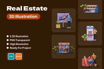 Immobilie 3D Illustration Pack