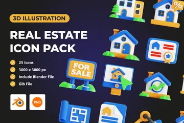 Immobilier 3D Icon Pack