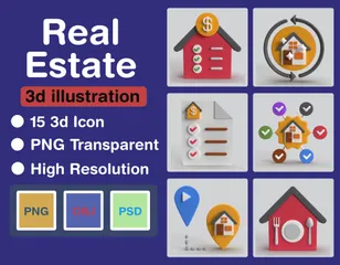 Imobiliária Pacote de Icon 3D