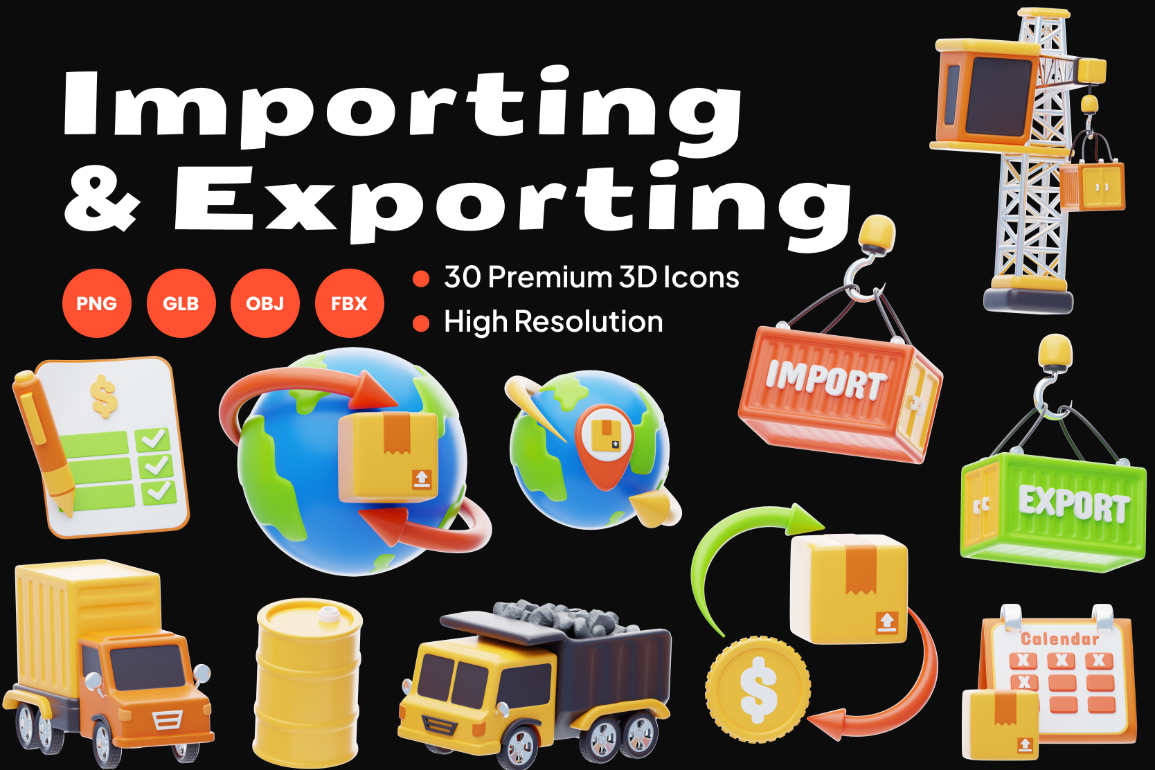 Importing & Exporting 3D Icon Pack - 30 Free Download E-commerce ...