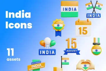 Jour de l'Indépendance de l'Inde Pack 3D Icon