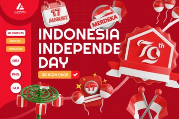 Independence Day Indonesia 3D Icon Pack