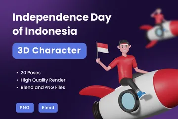 Independence Day Of Indonesia 3D Illustration Pack