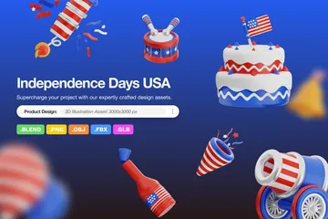 アメリカ独立記念日 3D Iconパック