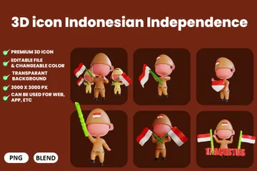 Independencia de Indonesia Paquete de Illustration 3D