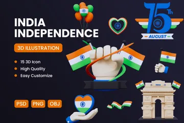 Indischer Unabhängigkeitstag 3D Icon Pack