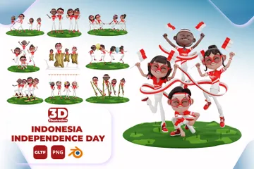 Día de la Independencia de Indonesia Paquete de Illustration 3D