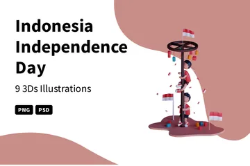 Día de la Independencia de Indonesia Paquete de Illustration 3D