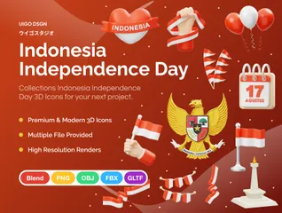 インドネシア独立記念日 3D Iconパック