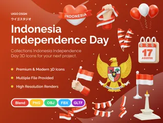 Indonesia Independence Day 3D Icon Pack