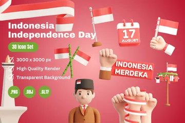 Indonesia Independence Day 3D Icon Pack