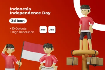 Indonesia Independence Day 3D Illustration Pack