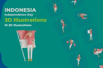 Indonesia Independence Day 3D Illustration Pack