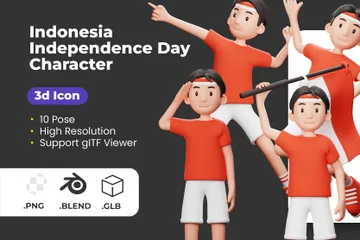 Dia da Independência da Indonésia Pacote de Illustration 3D