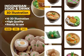 Indonesian Food And Drink 3D Icon Pack