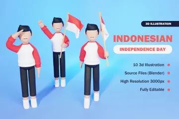 Indonesian Independence Day 3D Illustration Pack