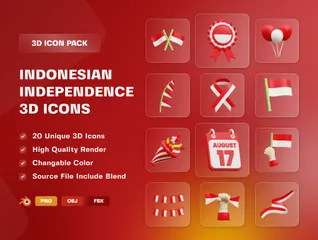 Indonesian Independence Day 3D Icon Pack