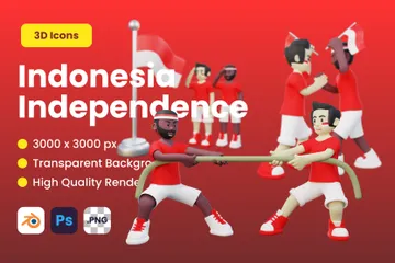 Indépendance de l'Indonésie Pack 3D Illustration