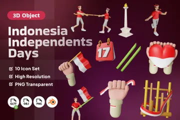 Fête de l'Indépendance de l'Indonésie Pack 3D Illustration